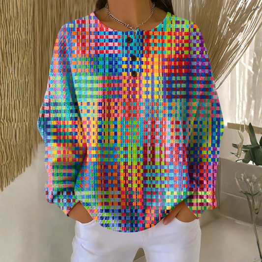 Samara - Sweater with Colorful Tartan Design