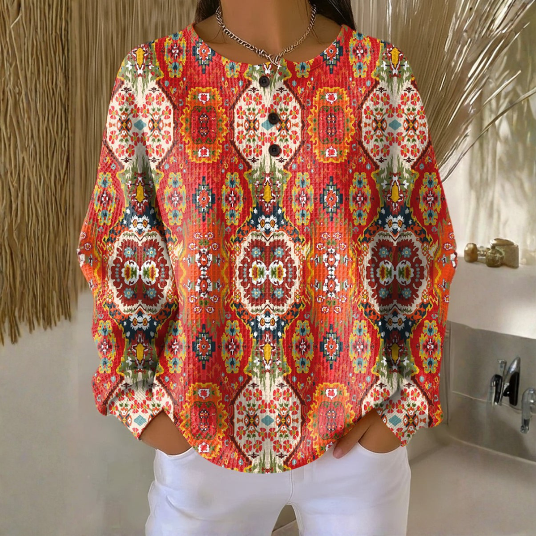 Ingrid - Suéter com estampa floral étnica