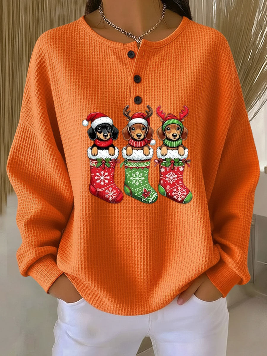 Delilah - Suéter natalino vintage com motivo de cachorro
