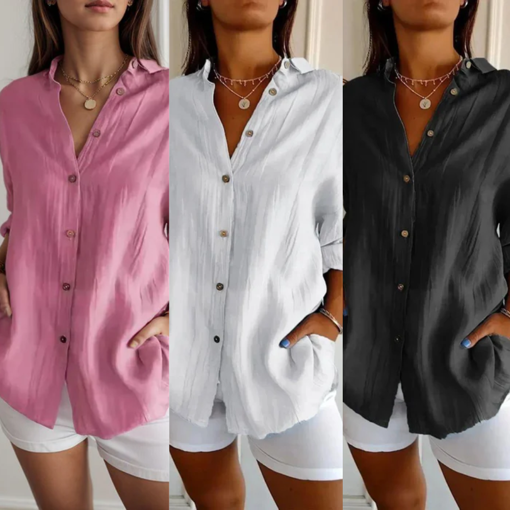 [Compre 1 e Leve 3] Camisa Ibiza™ em Linho de Algodão com Design Semi Plissado