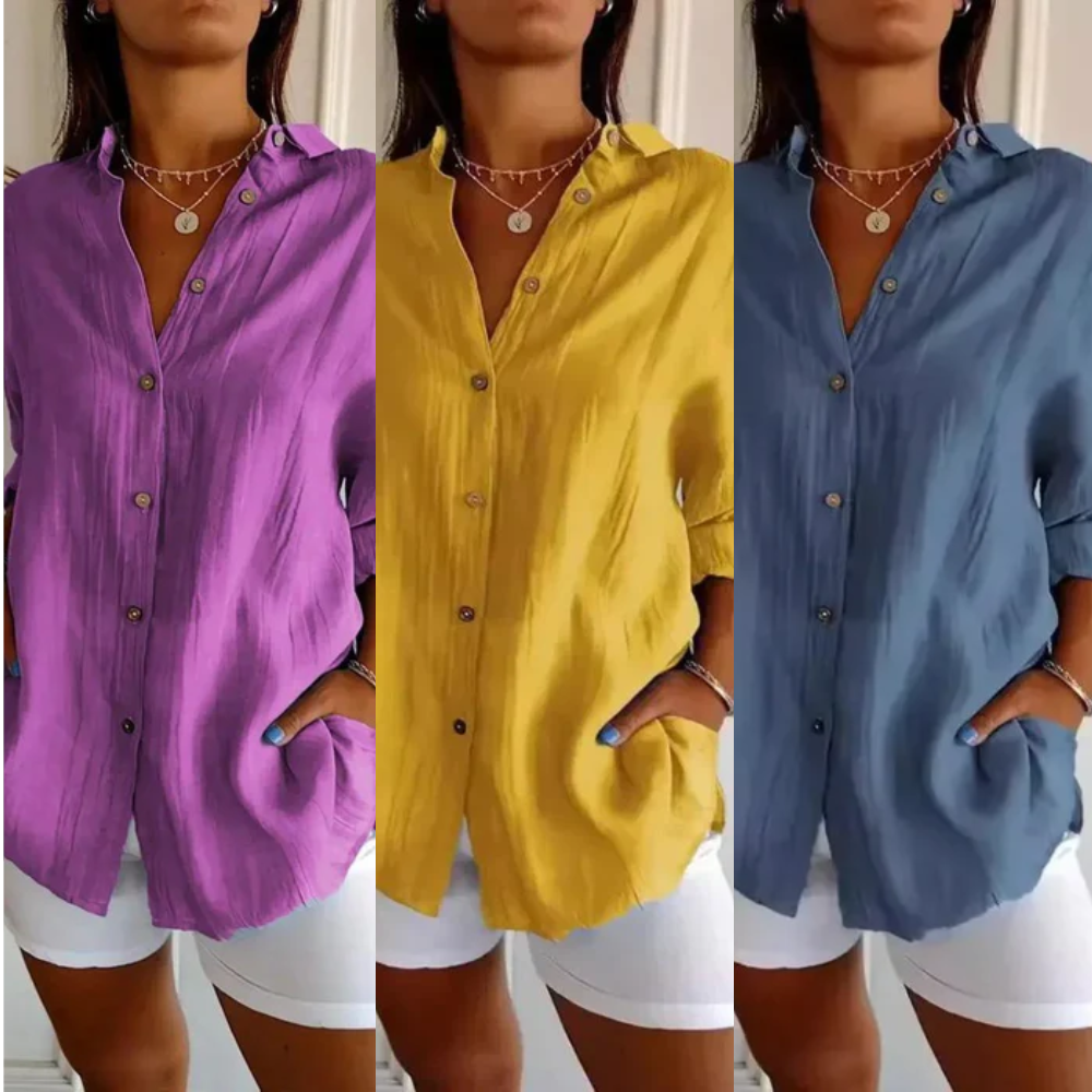 [Compre 1 e Leve 3] Camisa Ibiza™ em Linho de Algodão com Design Semi Plissado