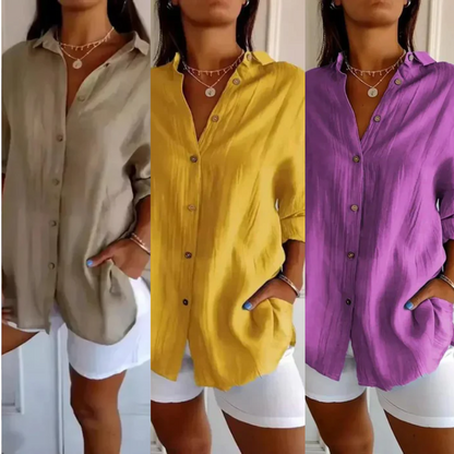 [Compre 1 e Leve 3] Camisa Ibiza™ em Linho de Algodão com Design Semi Plissado