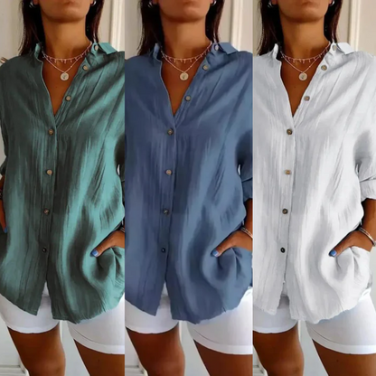 [Compre 1 e Leve 3] Camisa Ibiza™ em Linho de Algodão com Design Semi Plissado
