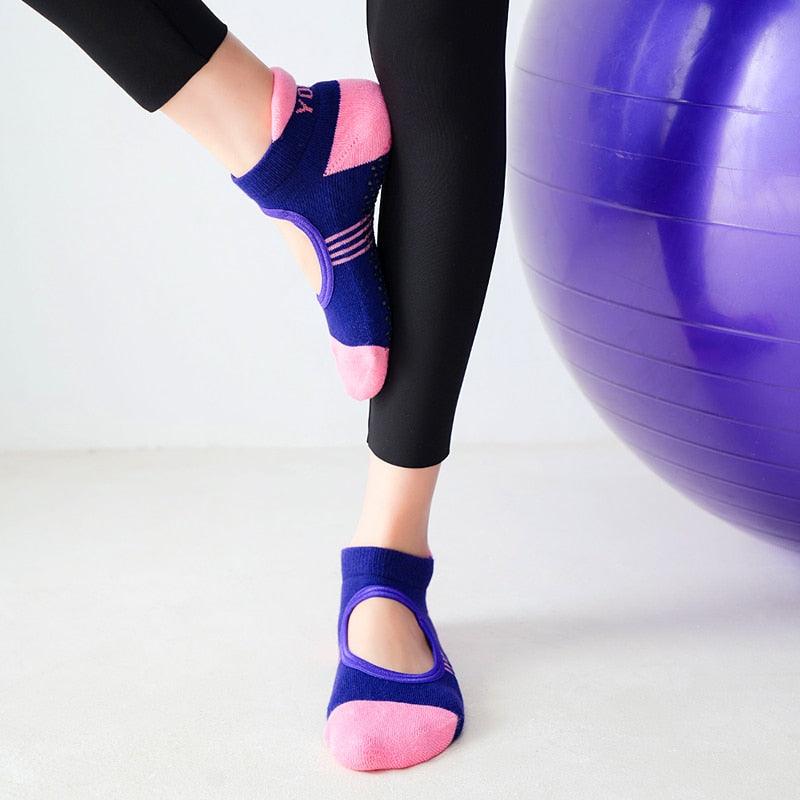 Meias de pilates sem costas para mulheres parte inferior respirável antiderrapante