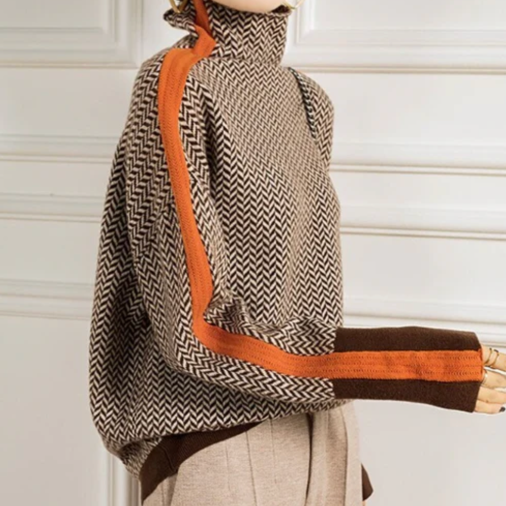 Lily - Herringbone Luxe Turtleneck