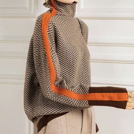 Lily - Herringbone Luxe Turtleneck
