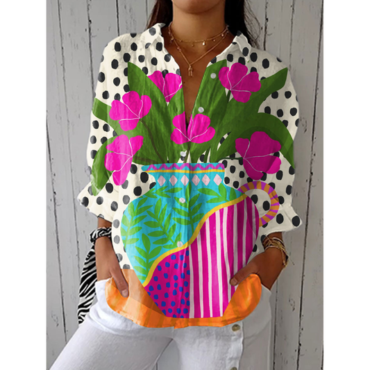 Iris - Blusa com Estampado de Flores
