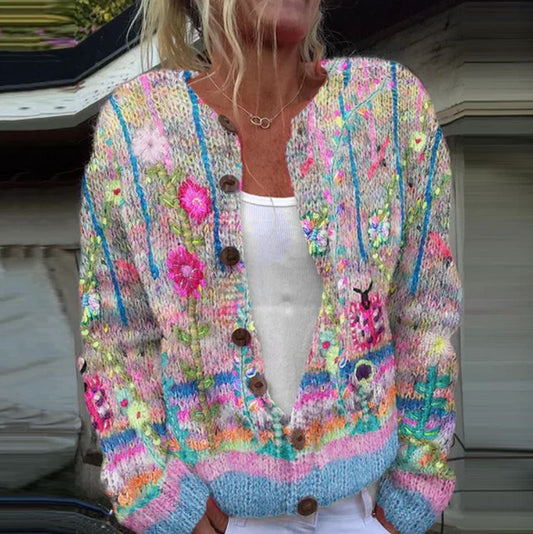 Sanne - Cardigã elegante com estampa floral