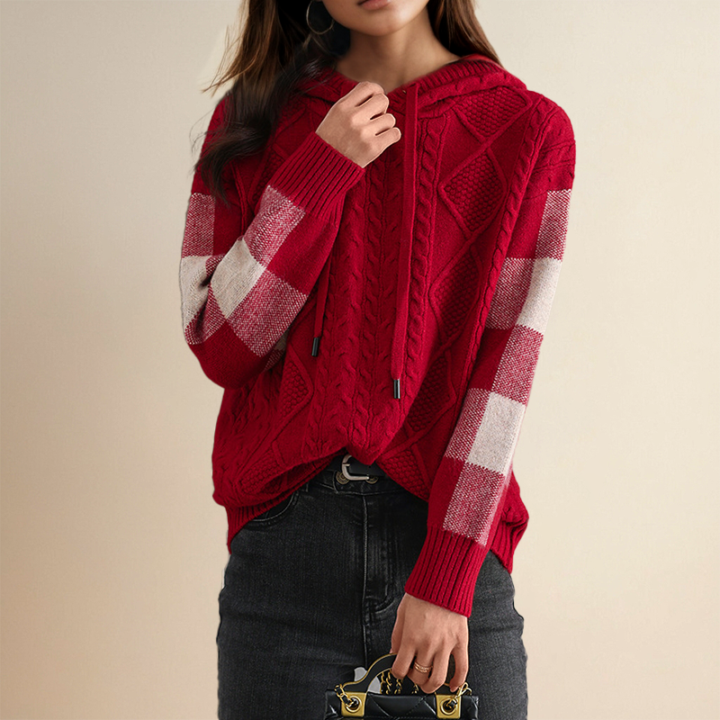 Grace - Cable Knit Hoodie Sweater