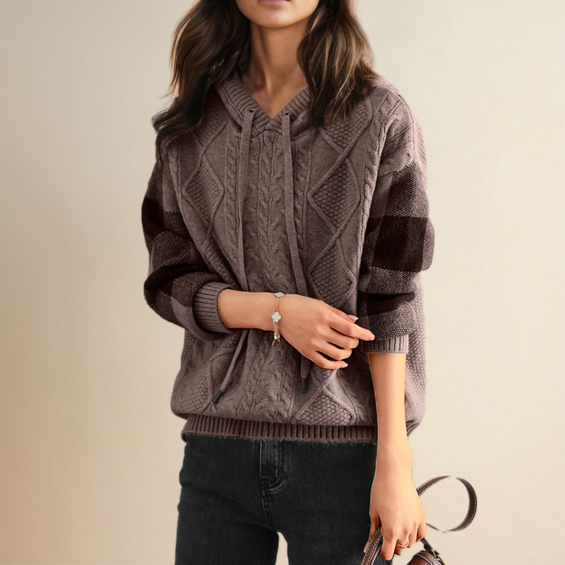 Grace - Cable Knit Hoodie Sweater