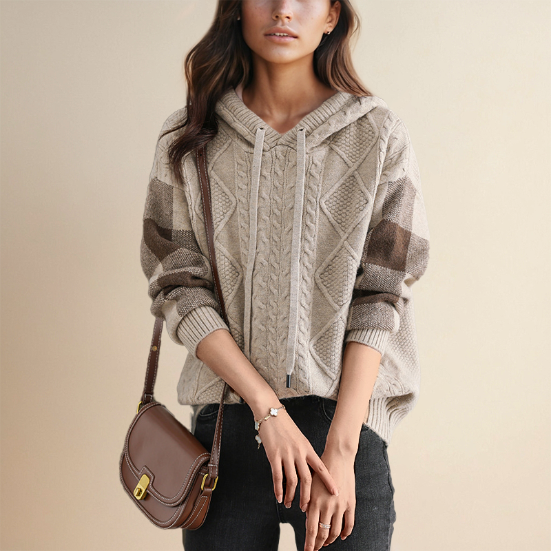 Grace - Cable Knit Hoodie Sweater