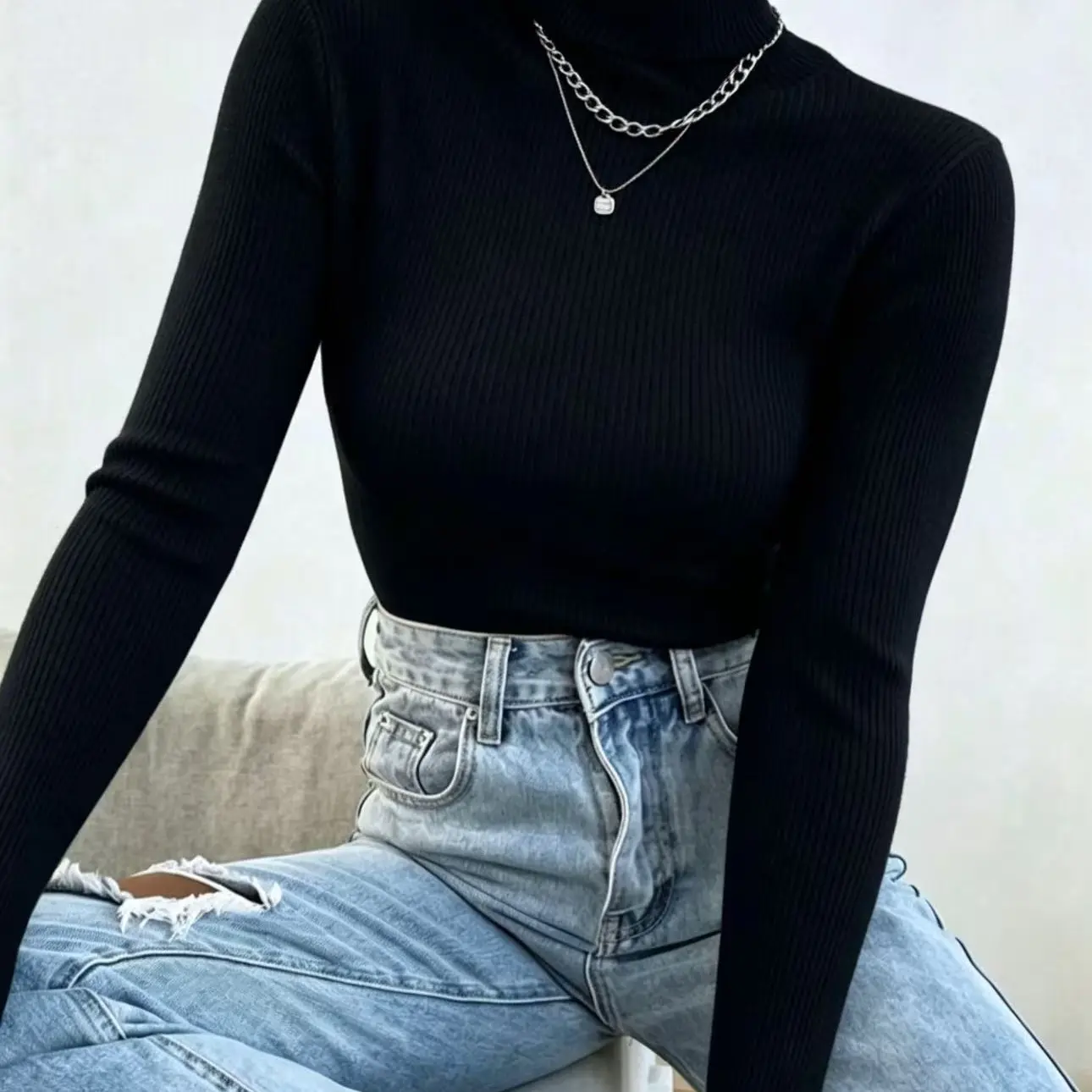 (KIT COM 3) Suéter Tricot Cacharrel Gola Alta | PROMOÇÃO INVERNO